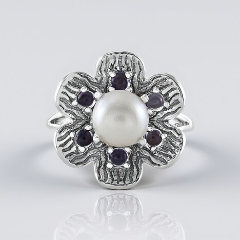Anello in argento con Perla d'Acqua Dolce Bianca