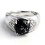 Anello da uomo in argento con Ossidiana Fiocco di Neve