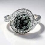 Anello in argento con Ossidiana Fiocco di Neve
