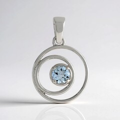 Pendentif en argent et Aigue-marine du Brésil