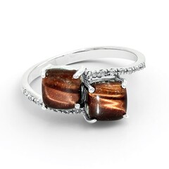 Anello in argento con Occhio di Tigre Rosso
