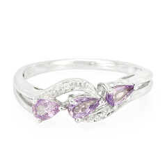 Bague en argent et Saphir pourpre de Ceylan non chauffé