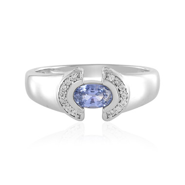 Nicht erhitzter Blauer Ceylon-Saphir-Silberring