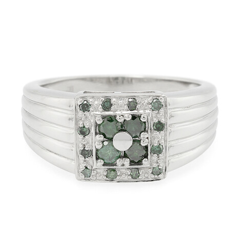 Anello da uomo placcato in platino con Diamante Fancy