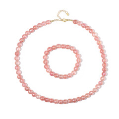 Zilveren set met mystieke roze agaten