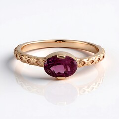 Zilveren ring met een magenta granaat