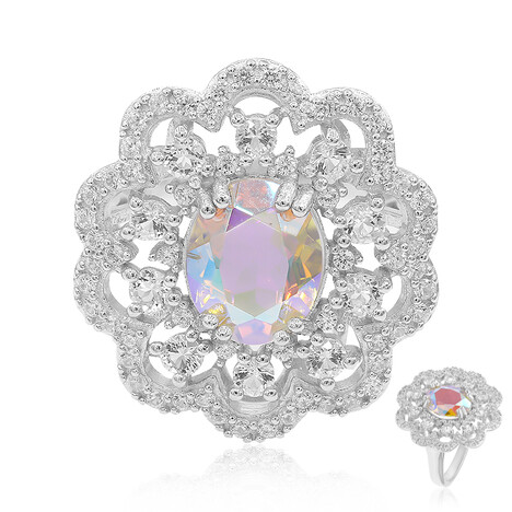 Zilveren ring met een maanlicht kwarts