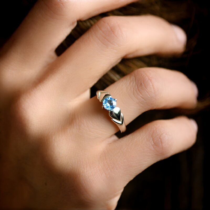 Bague en argent et Aigue-marine du Mozambique (Pallanova)