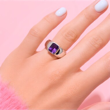 Anello in argento con Ametista Zambiana
