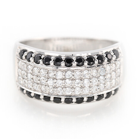 Zilveren ring met zwarte spinelstenen