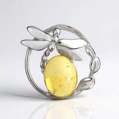 Ciondolo in argento con Ambra Baltica Limone