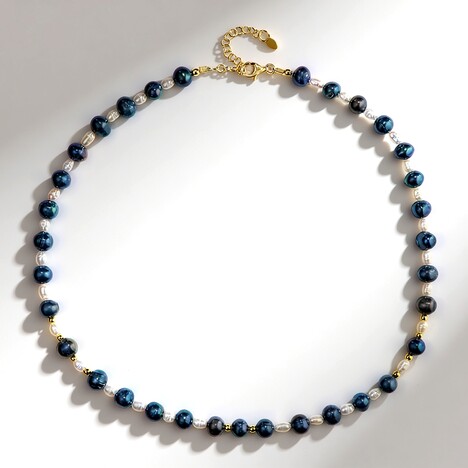Collana in argento con Perla Nera di Acqua Dolce
