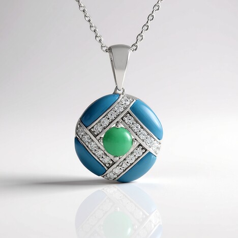 Collana in argento con Calcedonio Blu (KM by Juwelo)