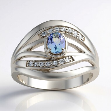 Anillo en plata con Tanzanita lila sin tratamiento térmico.