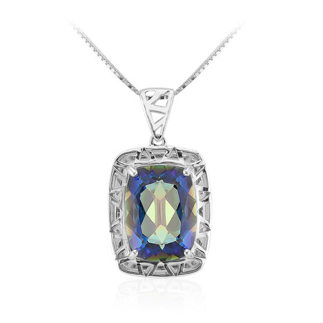 Blauer Mystik-Quarz-Silberhalskette