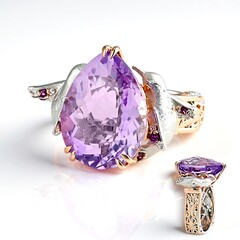 Anello in argento con Ametista Rose de France (Gems en Vogue)