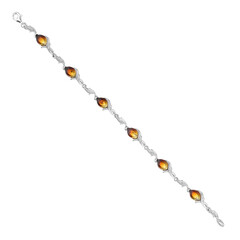 Brazalete en plata con Ámbar del Báltico amanecer