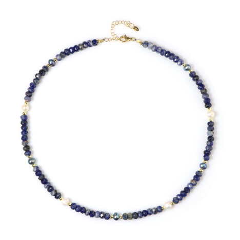 Zilveren halsketting met Witte zoetwater kweekparels (Riya)