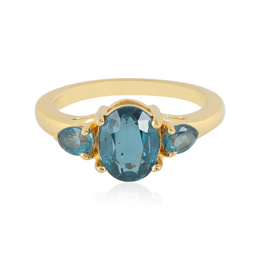 Anello in argento con Cianite Blu Foglia di Tè