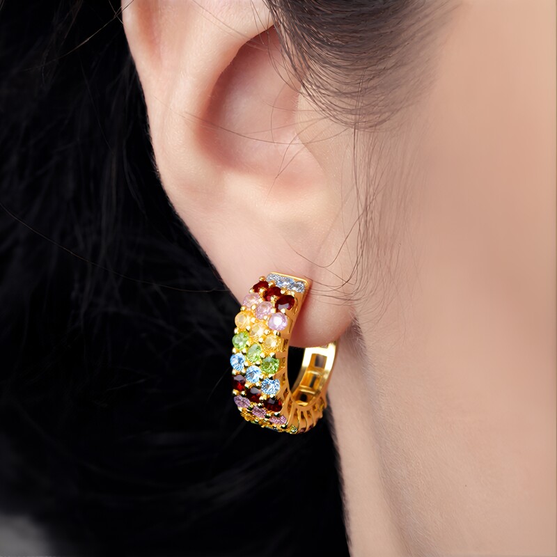 Edelstein-Silberohrringe