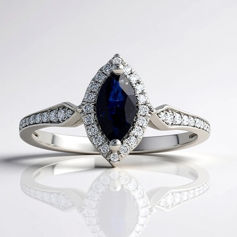 Anello in oro con Zaffiro Ceylon Blu