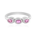 Zilveren ring met roze saffieren