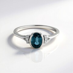 Anello in argento con Cianite Blu Foglia di Tè