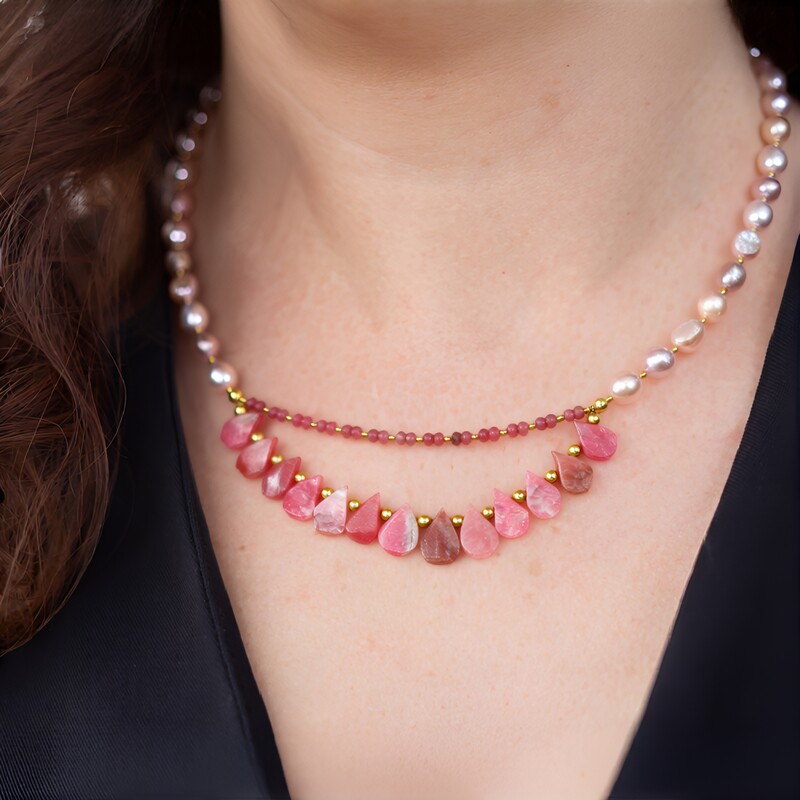 Collana in argento con Rodocrosite