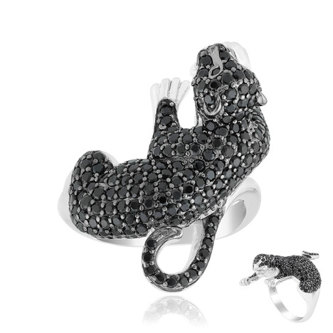 Schwarzer Spinell-Silberring