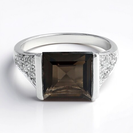Anello in argento con Quarzo Fumè