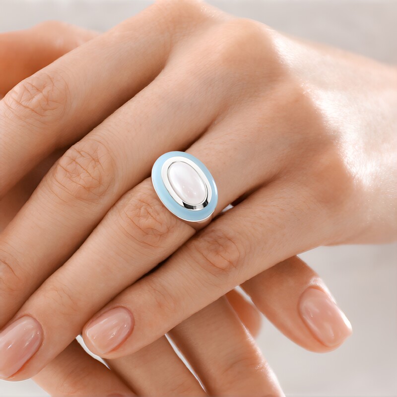 Anillo en plata con Calcedonia azul (KM by Juwelo)