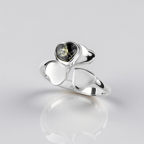Anello in argento con Ambra Baltica Verde (dagen)