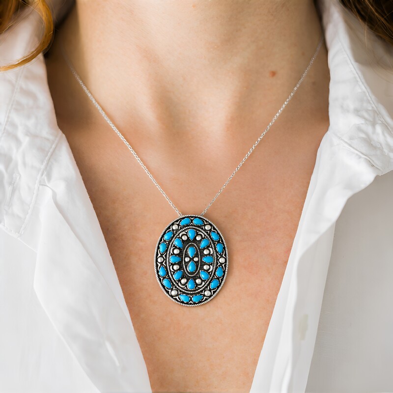 Turquoise Silver Pendant (Desert Chic)