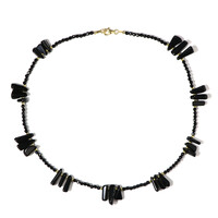 Zilveren halsketting met obsidiaanstenen