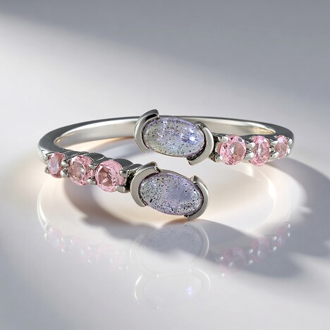 Anello in argento con Labradorite rosa Maniry