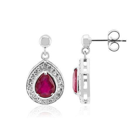 Bemainty-Rubin-Silberohrringe