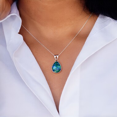 Azurite Malachite Silver Pendant (Bali Barong)