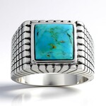 Anello in argento con Turchese Kingman Mohave Blu (Faszination Türkis)