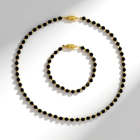 Parure en argent et Spinelle noir (Riya)
