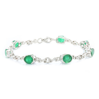 Sambia-Smaragd-Silberarmband
