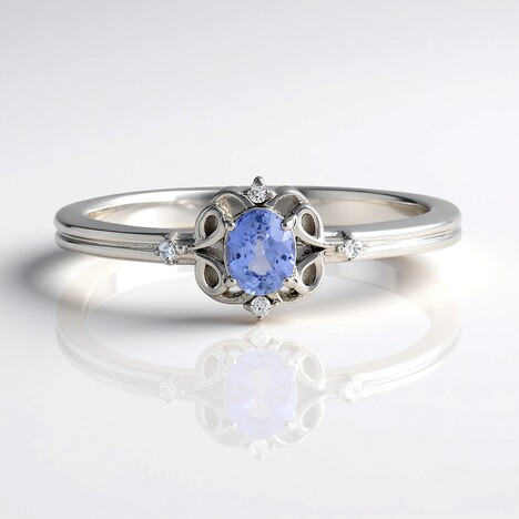 Anello in argento con Zaffiro Ceylon Blu