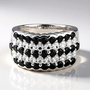 Anillo en plata con Espinela negra
