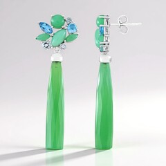 Orecchini in argento con Calcedonio Verde (KM by Juwelo)