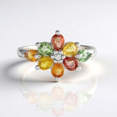 Anello in argento con Zaffiro Fancy