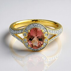 Anello in oro con Tormalina Rosa Brasiliana