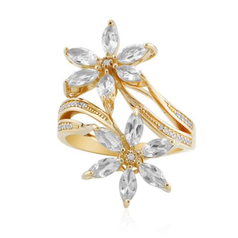 Zilveren ring met witte topaasstenen