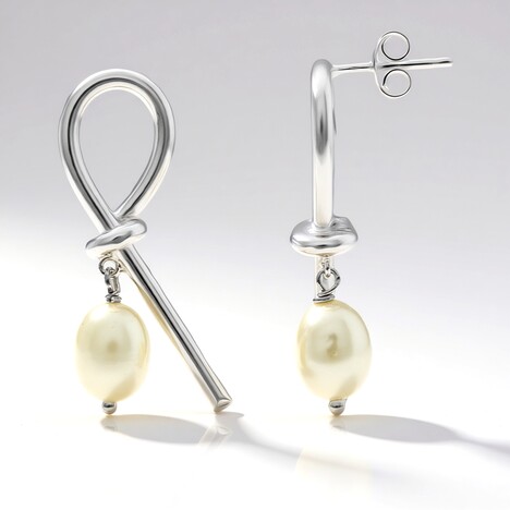 Orecchini in argento con Perla d'Acqua Dolce Bianca (Joias do Paraíso)