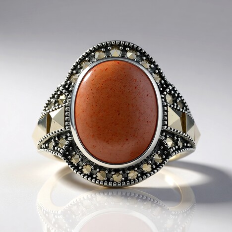 Anello in argento con Pietra di Luna Pesca (Annette classic)