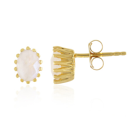 Zilveren oorbellen met regenboog maanstenen