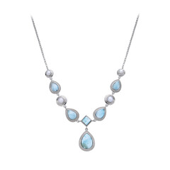 Collana In Argento Sterling Con Ciondolo Cuore E Topazio Blu Svizzero Naturale - Catena 50 Cm - Pietra AAA